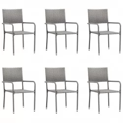 Външни трапезни столове, 6 бр, полиратан, антрацит