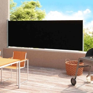 Прибираща се дворна странична тента, 220x500 см, черна
