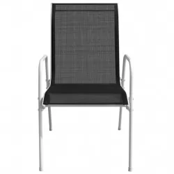 Стифиращи градински столове, 2 бр, стомана и Textilene, черни
