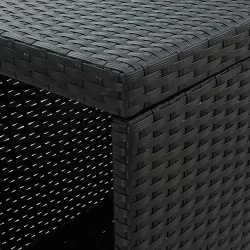 Бар маса с шкаф за съхранение, черна, 120x60x110 см, полиратан