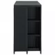 Бар маса с шкаф за съхранение, черна, 120x60x110 см, полиратан