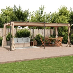 313900  Gazebo with Curtains 6x3 m Taupe Steel (not for individual sales / blocked all in blockcades)