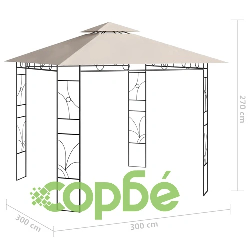 Беседка, 3x3x2,7 м, кремава, 160 г/м² ➤ топ цена ➤ sorbe.bg