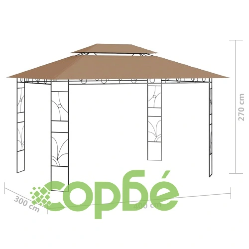 Шатра, 4x3x2,7 м, таупе, 160 г/м² ➤ топ цена ➤ sorbe.bg