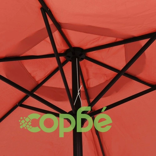 Градински чадър с LED лампички и стоманен прът 300 см теракота ➤ топ цена ➤ sorbe.bg