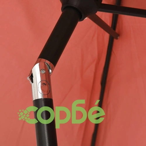 Градински чадър с LED лампички и стоманен прът 300 см теракота ➤ топ цена ➤ sorbe.bg