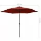 Градински чадър с LED лампички и стоманен прът 300 см теракота