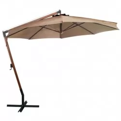 Висящ чадър с прът, таупе, 3,5x2,9 м, чам масив