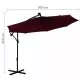 Градински чадър с LED осветление стоманен прът виненочервен