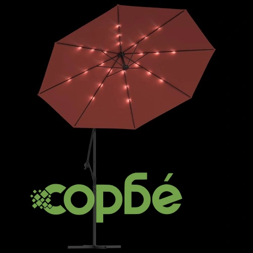 Конзолен градински чадър с LED и стоманен стълб теракота на топ цена от sorbe.bg Конзолен градински чадър с LED и стоманен стълб теракота ➤ топ цена ➤ sorbe.bg