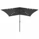 Чадър с LED и стоманен прът, антрацит, 2x3 м