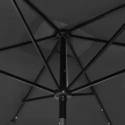 Чадър с LED и стоманен прът, антрацит, 2x3 м