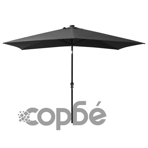 Градински чадър с LED и стоманен прът, антрацит, 2x3 м ➤ топ цена ➤ sorbe.bg