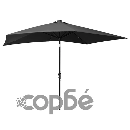 Градински чадър с LED и стоманен прът, антрацит, 2x3 м ➤ топ цена ➤ sorbe.bg