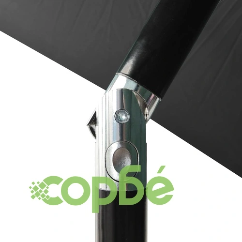 Градински чадър с LED и стоманен прът, антрацит, 2x3 м ➤ топ цена ➤ sorbe.bg