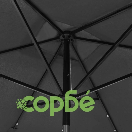 Градински чадър с LED и стоманен прът, антрацит, 2x3 м ➤ топ цена ➤ sorbe.bg
