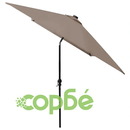 Градински чадър с LED и стоманен прът, таупе, 2x3 м ➤ топ цена ➤ sorbe.bg
