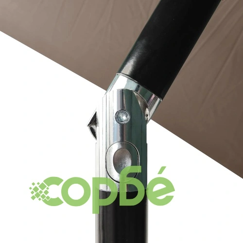 Градински чадър с LED и стоманен прът, таупе, 2x3 м ➤ топ цена ➤ sorbe.bg