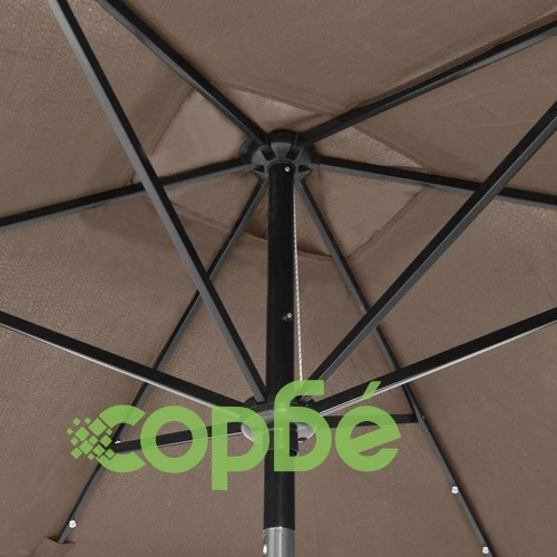 Градински чадър с LED и стоманен прът, таупе, 2x3 м ➤ топ цена ➤ sorbe.bg