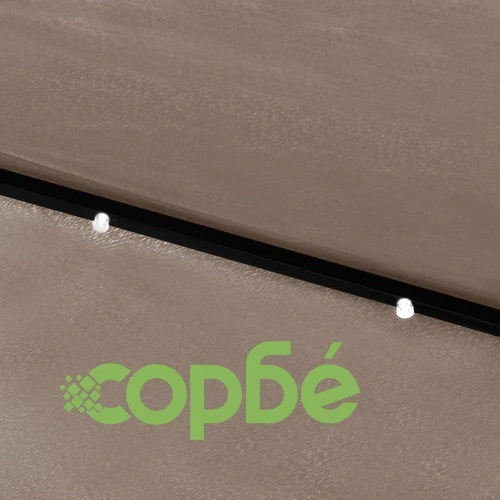 Градински чадър с LED и стоманен прът, таупе, 2x3 м ➤ топ цена ➤ sorbe.bg