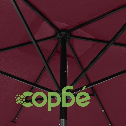 Градински чадър с LED и стоманен прът, бордо червен, 2x3 м ➤ топ цена ➤ sorbe.bg