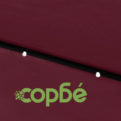 Градински чадър с LED и стоманен прът, бордо червен, 2x3 м ➤ топ цена ➤ sorbe.bg