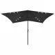 Чадър с LED и стоманен прът, черен, 2x3 м