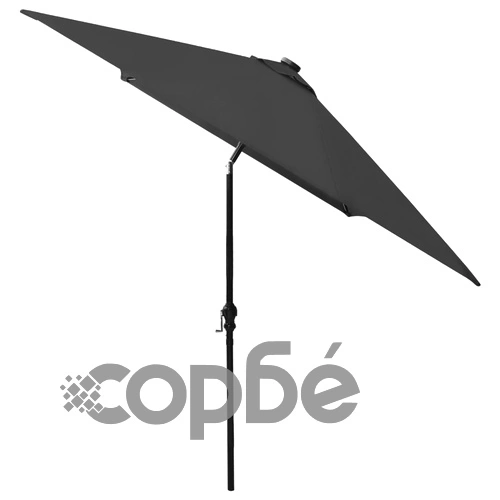 Градински чадър с LED и стоманен прът, черен, 2x3 м ➤ топ цена ➤ sorbe.bg