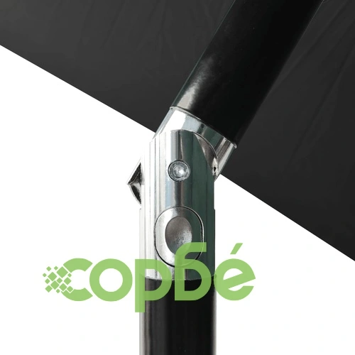 Градински чадър с LED и стоманен прът, черен, 2x3 м ➤ топ цена ➤ sorbe.bg