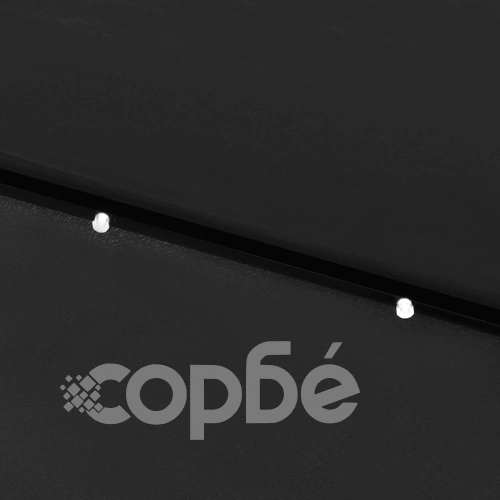 Градински чадър с LED и стоманен прът, черен, 2x3 м ➤ топ цена ➤ sorbe.bg
