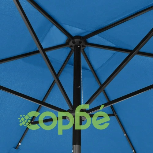 Градински чадър с LED и стоманен прът, лазурносин, 2x3 м ➤ топ цена ➤ sorbe.bg