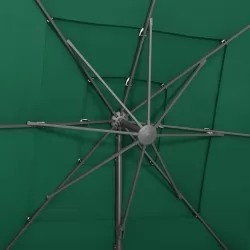 Градински чадър на 4 нива с алуминиев прът, зелен, 250x250 см