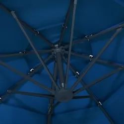 Градински чадър на 4 нива с алуминиев прът, лазурносин, 3x3 м
