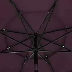 Градински чадър на 3 нива с алуминиев прът, бордо червен, 3,5 м