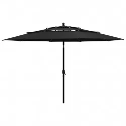 Градински чадър на 3 нива с алуминиев прът, черен, 3,5 м