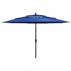 Градински чадър на 3 нива с алуминиев прът, лазурносин, 3,5 м