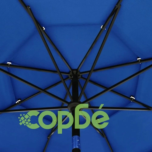 Градински чадър на 3 нива с алуминиев прът лазурносин 3,5 м ➤ топ цена ➤ sorbe.bg