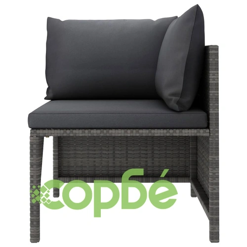 Модулен ъглов диван с възглавници, сив полиратан ➤ топ цена ➤ sorbe.bg