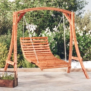 Люлка легло, извито дърво масив с тиков финиш, 115x147x46 см