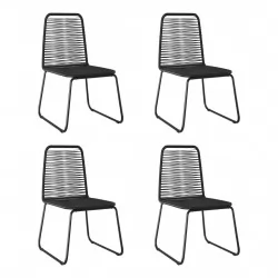 Външни столове, 4 бр, полиратан, черни