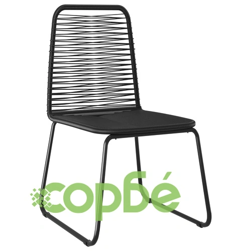 Външни столове, 6 бр, полиратан, черни ➤ топ цена ➤ sorbe.bg