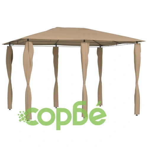 Шатра с покривала на стълбовете, 3x4x2,6 м, таупе, 160 г/м² ➤ топ цена ➤ sorbe.bg