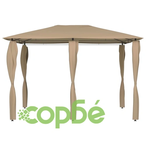 Шатра с покривала на стълбовете, 3x4x2,6 м, таупе, 160 г/м² ➤ топ цена ➤ sorbe.bg