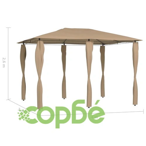 Шатра с покривала на стълбовете, 3x4x2,6 м, таупе, 160 г/м² ➤ топ цена ➤ sorbe.bg
