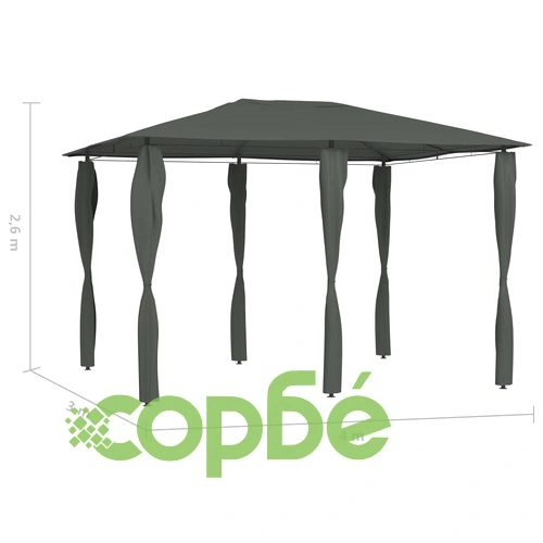 Шатра с покривала на стълбовете, 3x4x2,6 м, антрацит, 160 г/м² ➤ топ цена ➤ sorbe.bg