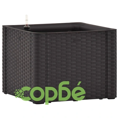 Градинска повдигната леха, самополивна, антрацит, 43x43x33 см ➤ топ цена ➤ sorbe.bg
