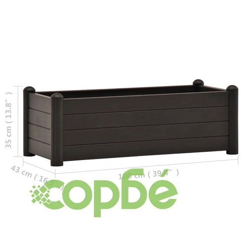 Градинска висока леха, PP, антрацит, 100x43x35 см ➤ топ цена ➤ sorbe.bg