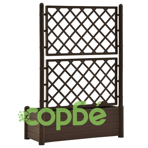 Градински сандък с пергола, 100x43x142 см, РР, мока ➤ топ цена ➤ sorbe.bg