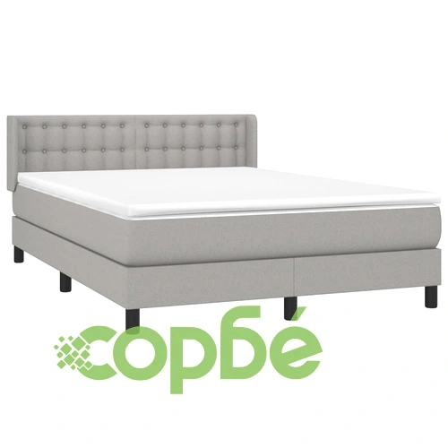 Боксспринг легло с матрак, светлосиво, 140x190 см плат ➤ топ цена ➤ sorbe.bg