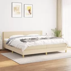 Боксспринг легло с матрак, кремаво, 200x200 см, плат